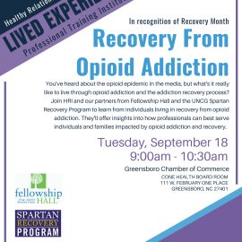 HRI Lived Experiences Professional Training: Recovery from Opioid Addiction