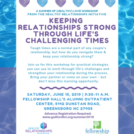 6/15/19: Keeping Relationships Strong through Life’s Challenging Times (Couple Relationship Workshop